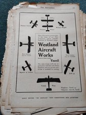 Sk160  ephemera 1919 advert Westland Aircraft Works Yeovil
