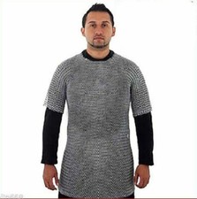 Medieval Knight Aluminium Chainmail Shirt Butted Chain Mail Armour Haubergeon
