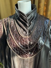 Vintage 1980s Serge Miko La Claridge Womans Chocolate Brown Leather Maxi Coat