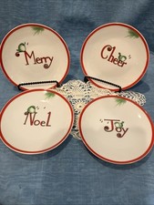 Everyday White Porcelain Plates Set Of 4 Precious Tiny Birds Singing Christmas