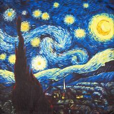 Van Gogh Starry Night.100% genuine pure natural silk. Square neck scarf.52cm-20"