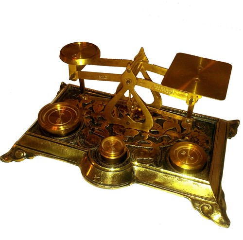 Brass postal letter - letter, scale