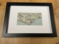 Vintage Map of the Sussex Coast - Framed, Glazed & Mounted