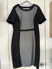 M&S Collection Size 16 Black & Grey Short Sleeve Smart Dress