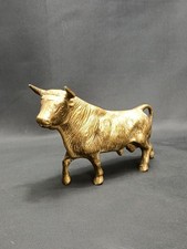 Striking Vintage Solid Brass Detailed Bull Statue Ornament Figure Heavy MCM