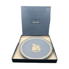 Wedgwood Pale Blue Jasper Ware 1996 Christmas Plate 8.5” Boxed