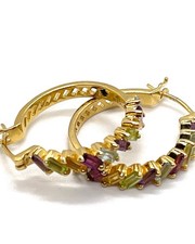 TJC Gold On Silver 925 Mozambique Garnet, Amethyst, Citrine & Peridot Earrings