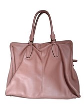 Jigsaw Pink Leather Double Handled Large Bag  With 3 Sections, Middle Zipped
