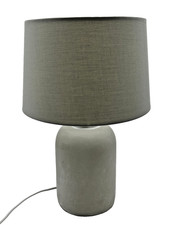 Modern Grey Concrete Table Lamp Base with Fabric Drum Shade Minimalist B15T G464