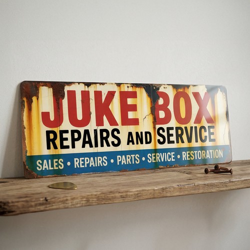 Juke box repairs service - repairs, sign