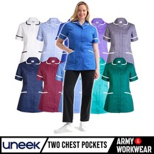 Uneek Ladies Premium Tunic Multiple Pockets Healthcare Hospital Care Home Tops 