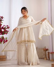 Chanderi White Mirrors Ready