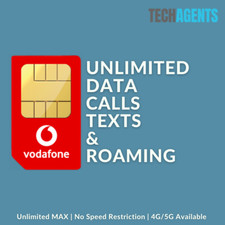 New Vodafone Sim Card Unlimited Data (5G,4G) Unlimited Min & Text