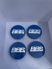 BBS RS LM RZ Center Caps Logos 70mm 09.24.030 Blue Silver Set Of 4
