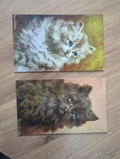 2 Rosa Bebb Cat Postcards Artist Signed Vintage 1910s20s Cats Posted KG V Stamps