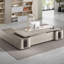 Executive CEO Desk, Luxury Modern L Shape Desk Wood Office Desk Reception Desk