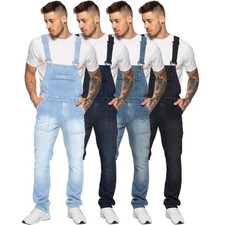 Enzo Mens Dungarees Jeans Denim Overalls Jumpsuit Workwear Heavy Duty Pants UK