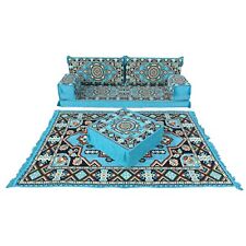 Arabic MAJLIS sofa set l Bohemian turquoise FLOOR cushions l Three seater  SOFA
