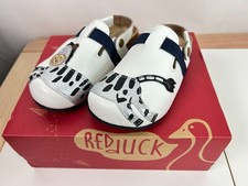 RED DUCK Beautiful Handmade Leather Zebra Sling Back Clog Shoes, Size 30 UK 11.5
