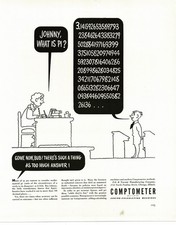 1941 Comptometer Adding Machines Johnny Knows PI to 700 digits Vintage Print Ad
