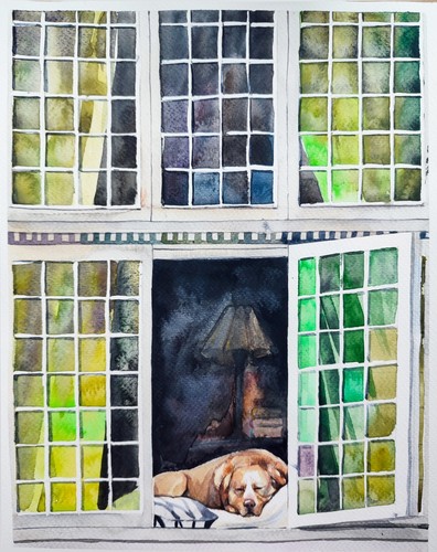 Golden retriever watercolor - golden,