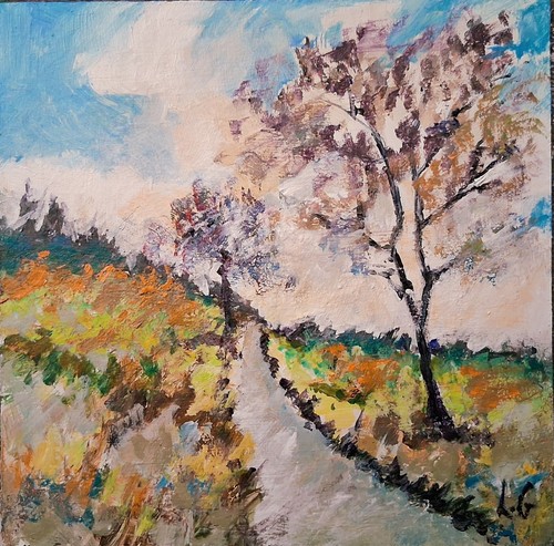 Original art country scene - original,