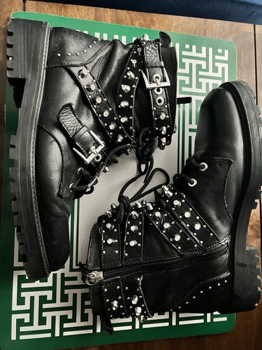 Zara black biker boots - zara, 4