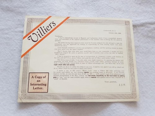 Villiers interesting letter - villiers, letter'