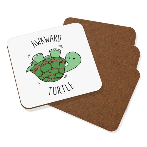 Awkward turtle coaster - turtle, drinks