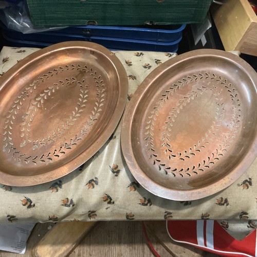 Pair handmade copper dishes - pair,