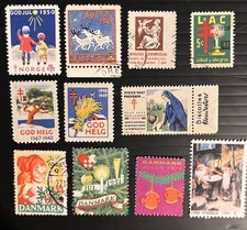 Denmark , Sweden, And Norway And One From Algeria Cinderella Stamps.