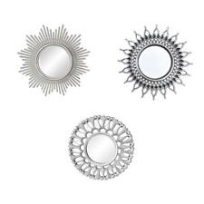 Decorative Hanging Wall Mirror – Small Vintage Style Mirror for Wall - Silver