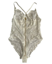 Women's Lingerie Lace Bodysuit One Piece Teddy Lingerie Transparent White XL