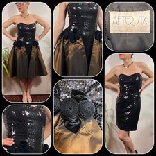 Vintage 1980s After Six Ronald Joyce Black Sequin Party Dress Two In One Size 10