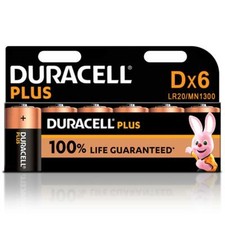 6 X DURACELL D SIZE PLUS POWER ALKALINE BATTERIES LR20 MN1300 - EXPIRY 2029