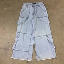 Miss Guided Baggy Wide Leg Rave Jeans Size 8 Blue