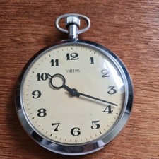 Big 88mm Vintage metal Smiths Pocket Watch style Working c1970