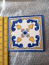 Abstract Antique Ceramic Wall Tile, Azupal, Product Of Portugal