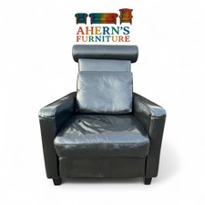 VINTAGE Habitat Black Leather Armchair with Adjustable Headrest - FREE DELIVERY