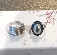 TWO  Vintage Swedish sterling silver rings both with Swedish hallmarks