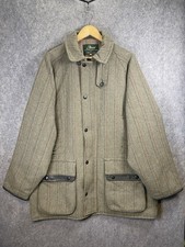 Beaver of Bolton Hunting Jacket Mens 52" Green Derby Tweed Wool Shooting Coat