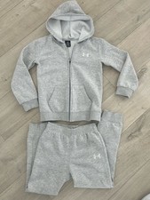 Boys under Armour Tracksuit Top And Bottoms Grey Age 6-7