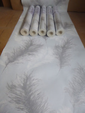 Job Lot - 5  ROLLS  - Glitter Feather Wallpaper - Pale Silver Grey  - 670533