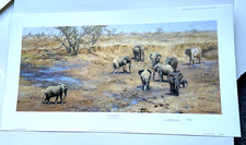 AFRICAN WATERHOLE DAVID SHEPHERD LIMITED EDITION PRINT ELEPHANT