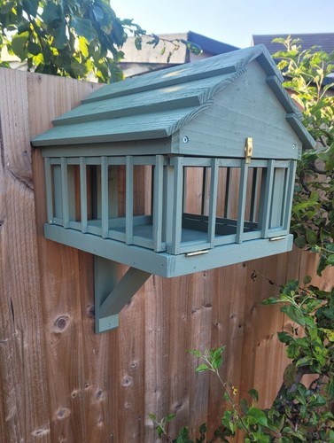 Wooden bird table fence - bird,