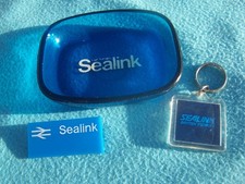 VINTAGE SEALINK FERRY COMPANY COLLECTABLES STAFF BADGE ASHTRAY AND KEY RING
