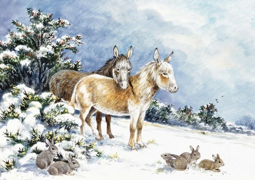 Vintage christmas card - card, little