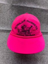VINTAGE Scholzen Products Hat Cap Strap Back Adult One Size Neon Pink Poly Hatch