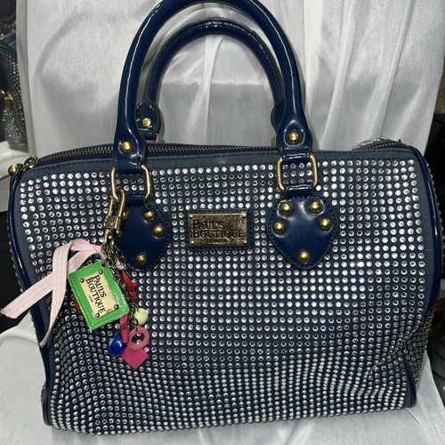 Blue diamanté encrusted bag - diamanté,