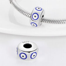 Magic Evil Eye Bead Spacer Hamsa Fatima Charm 925 Sterling Silver